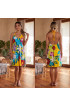 Hand Painted Rayon Halter Mini Dress Hand Painted Rayon Halter Mini Dress
